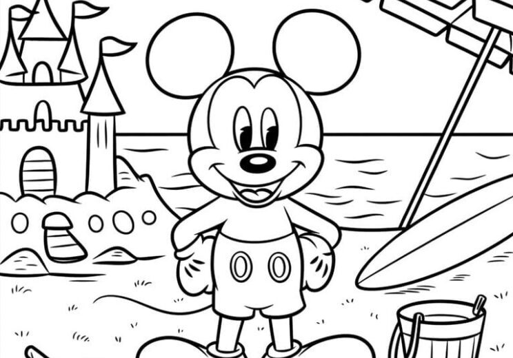 Mickey Mouse At The Beach Coloring Page jpg 92